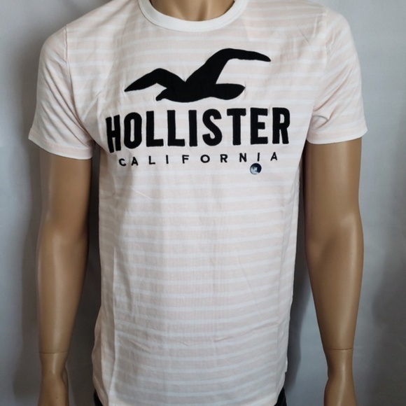 New HOLLISTER Mens Logo/Striped Shirt SZ S - Picture 1 of 3